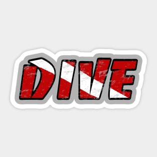 Simple DIVE dive flag Scuba Diving Red wand White Sticker